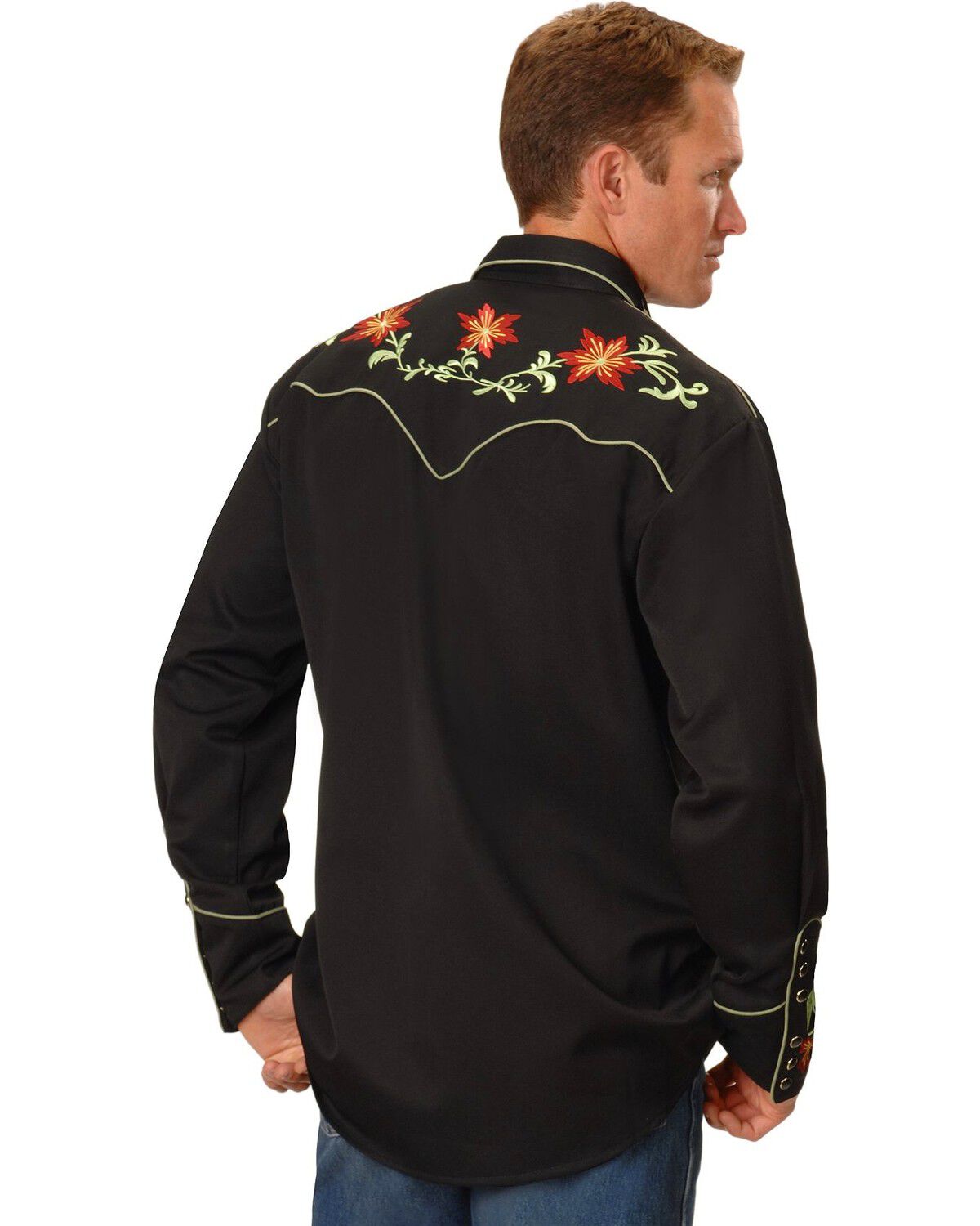Image #2 - Scully Floral Embroidered Shirt, Black, hi-res