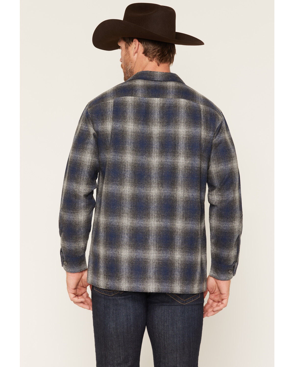 Image #4 - Pendleton Men's Board Ombre Plaid Print Long Sleeve Button-Down Shirt Jacket, Charcoal, hi-res