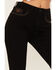 Shyanne Women's Dark Wash High Rise Embroidered Stretch Flare Jeans, Black, hi-res