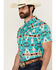 Image #2 - Rock & Roll Denim Men's Tek Southwestern Print Short Sleeve Snap Western Shirt, Turquoise, hi-res
