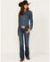 Image #1 - Wrangler Women's Mae Premium Patch Boot Cut Jeans, Blue, hi-res
