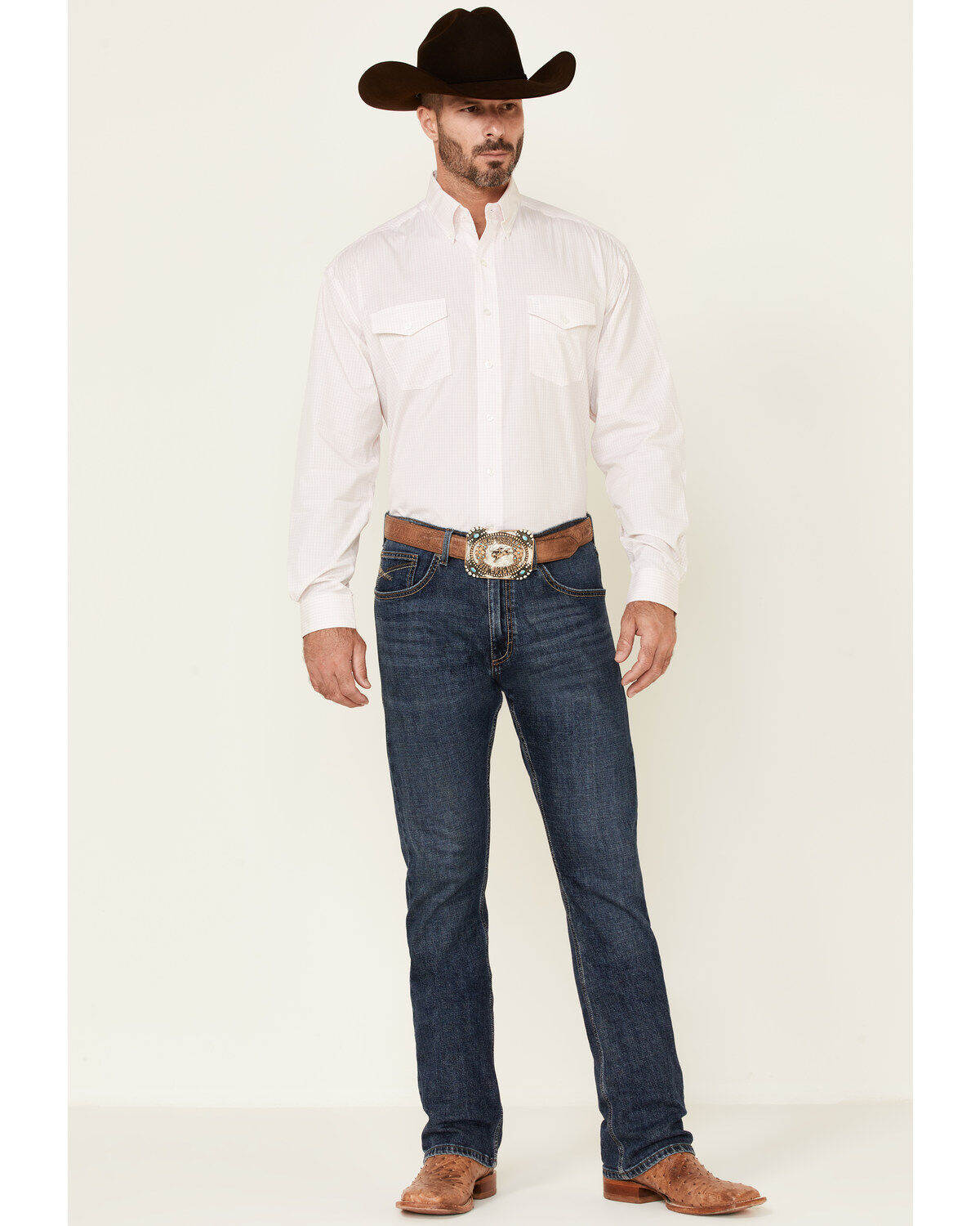 Image #2 - Stetson Men's Small Check Plaid Print Long Sleeve Button Down Western Shirt, Pink, hi-res