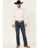 Image #2 - Stetson Men's Small Check Plaid Print Long Sleeve Button Down Western Shirt, Pink, hi-res