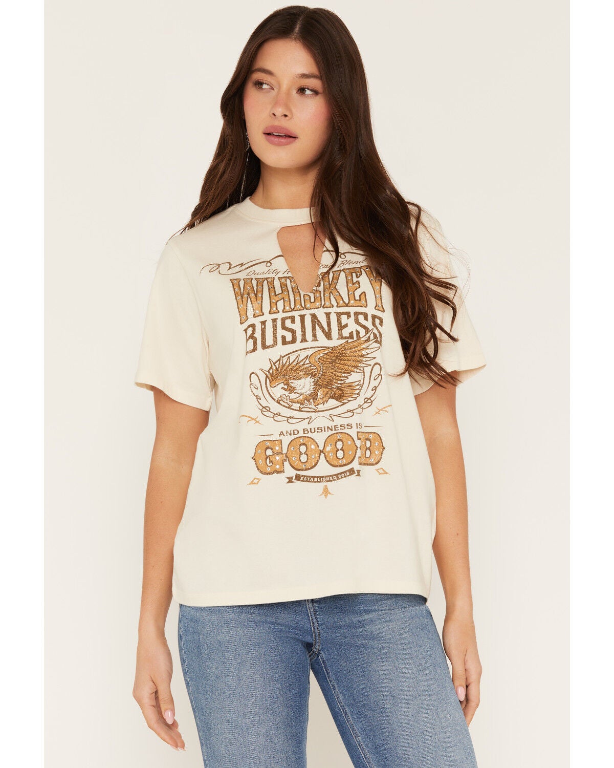 Idyllwind Women's Whiskey Business Short Sleeve Graphic Tee, Ivory, hi-res