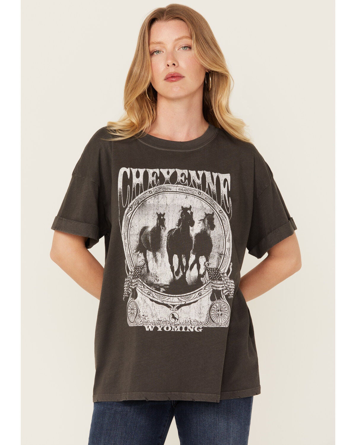 Girl Dangerous Women's Cheyenne Boyfriend Short Sleeve Graphic Tee, Black, hi-res
