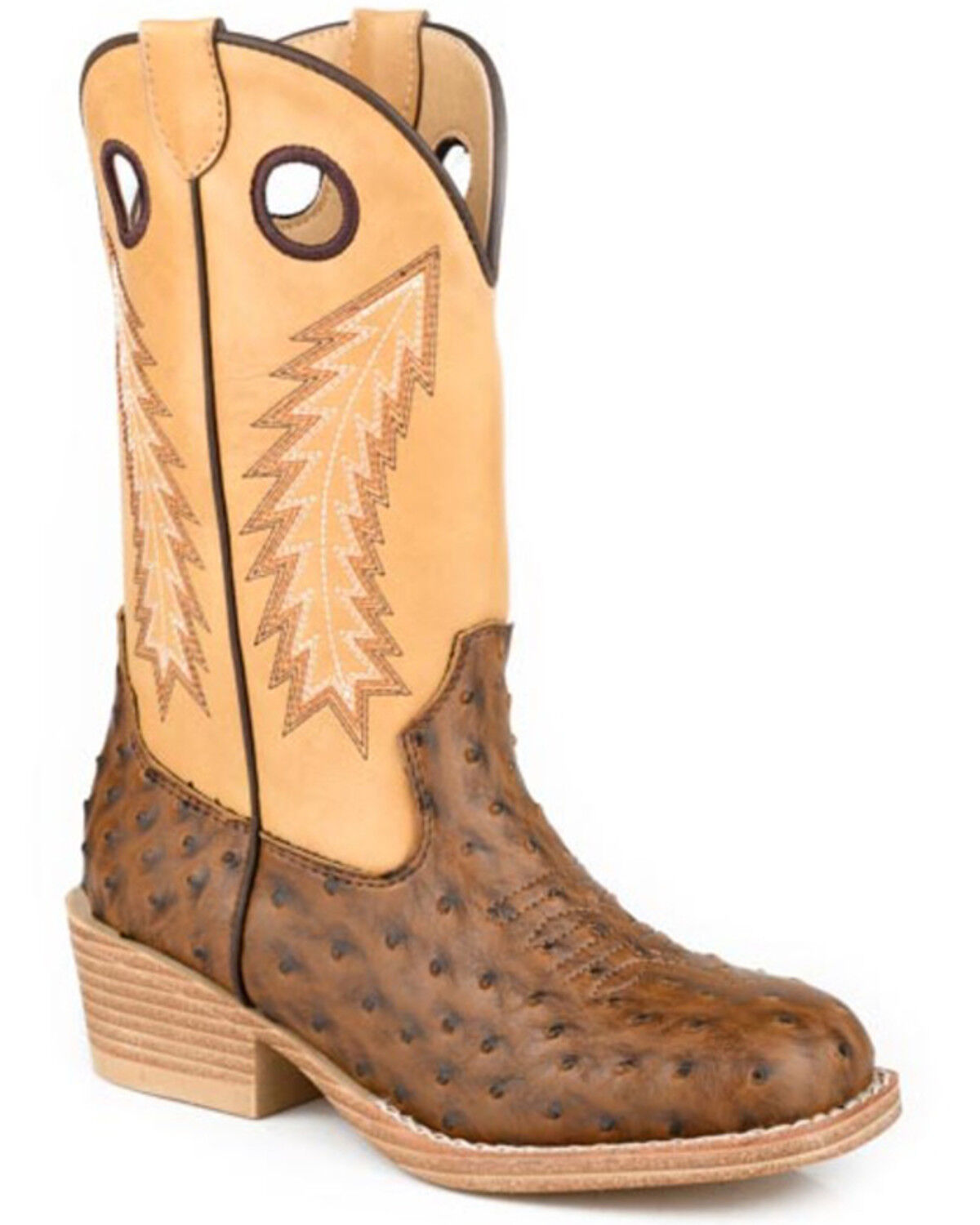 Image #1 - Roper Little Boys' Walker Bumps Western Boots - Square Toe, Brown, hi-res