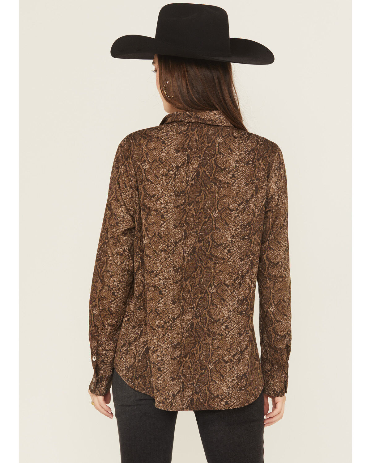 Image #4 - Ariat Women's Homestyle Desert Snake Print Long Sleeve Button-Down Western Shirt, Brown, hi-res
