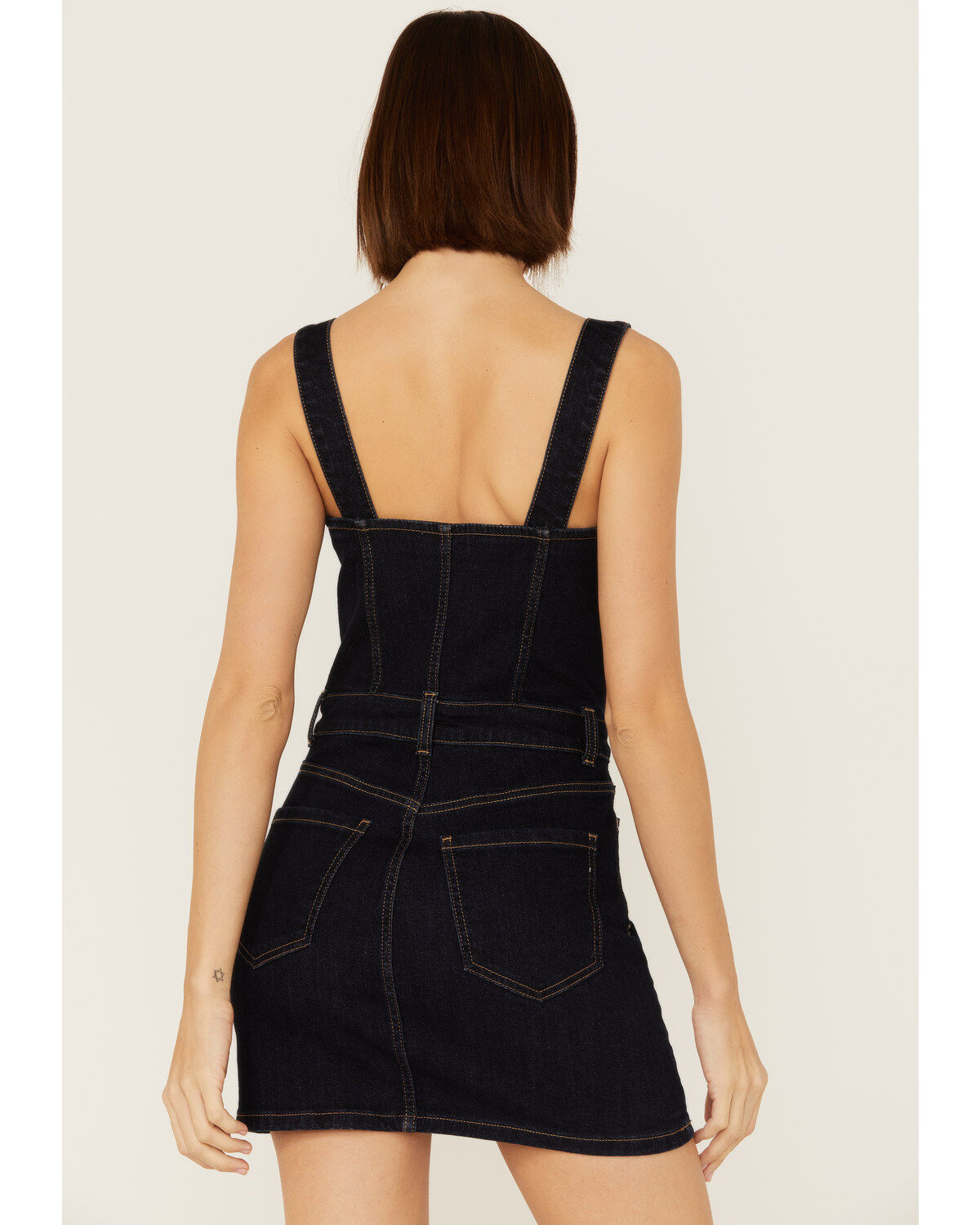 Image #4 - Shyanne Women's Dark Wash Denim Button Mini Dress, , hi-res