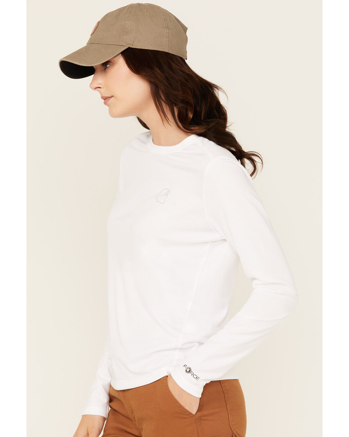 Image #2 - Carhartt Women's Force Sun Defender Relaxed Fit Lightweight Logo Graphic Long Sleeve Tee, White, hi-res