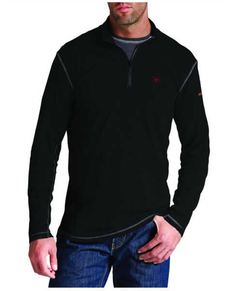 Image #2 - Ariat Men's FR Polartec 1/4-Zip Baselayer Pullover, Black, hi-res