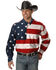 Image #1 - Roper Flag Print Shirt - Big & Tall, White, hi-res