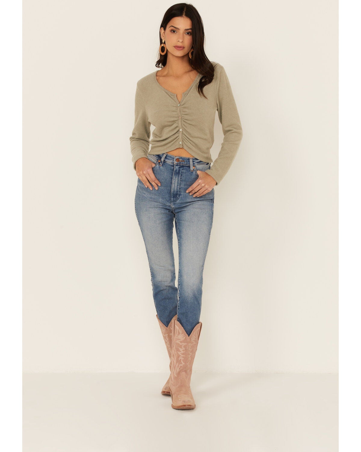 【Mame】Soft Touch High Neck Knitted Top ZESICA Women's Spring Mock Neck Cropped Sweaters 2026 Long Sleeve