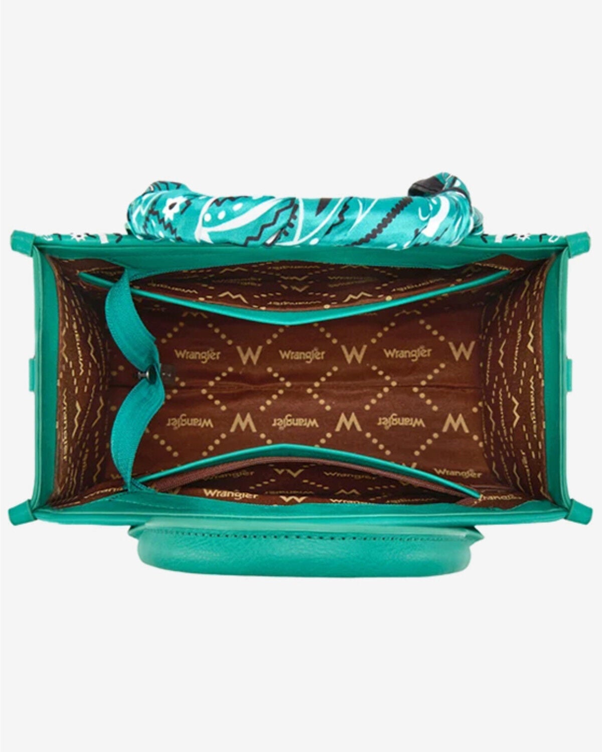 Image #2 - Wrangler Women's Braided Paisley Bandana Tote Bag, Turquoise, hi-res