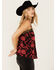 Image #2 - Wild Moss Women's Floral Print Jacquard Lace Cami, Red, hi-res