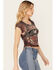 Image #2 - Affliction Women's Skull Mesh Baby Graphic Tee, Black, hi-res