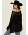 Image #4 - POL Women's Open Crochet Sweater, Black, hi-res