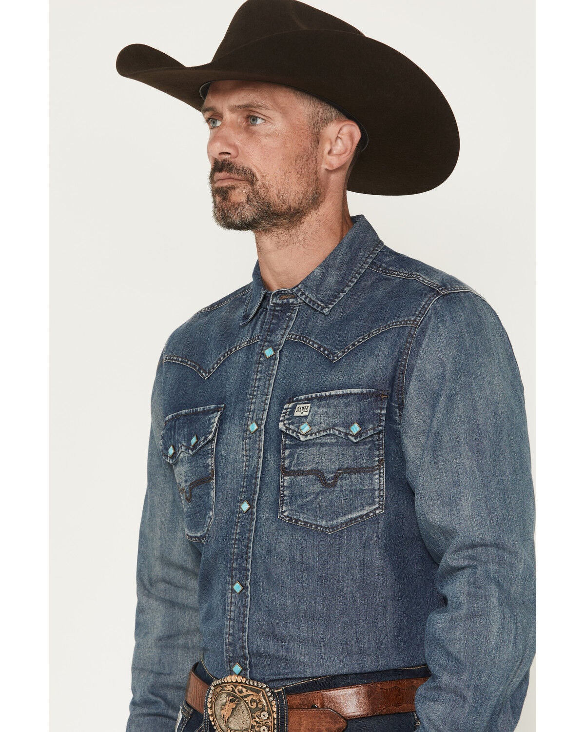 Image #2 - Kimes Ranch Men's Memphis Denim Long Sleeve Snap Western Shirt, , hi-res