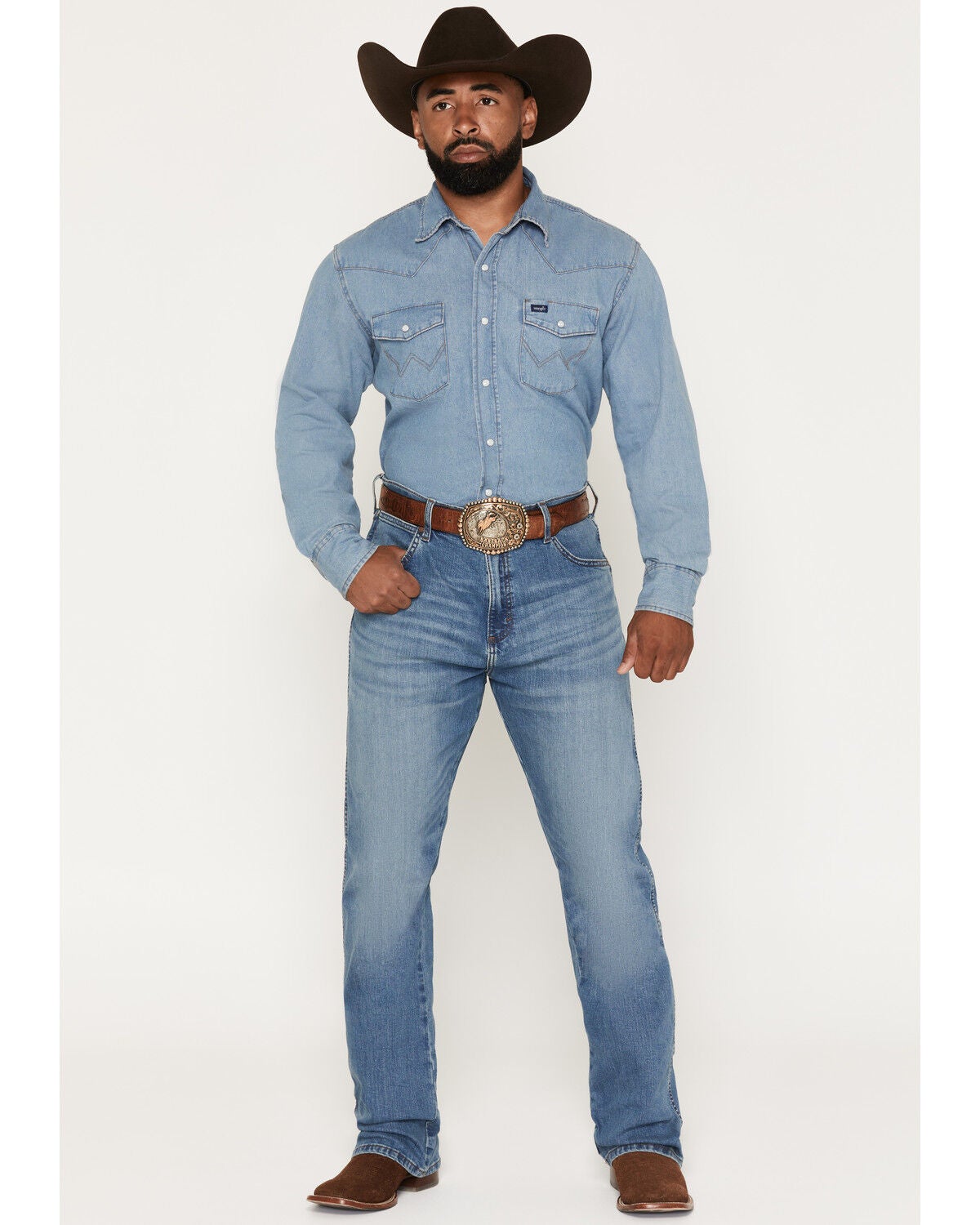 Image #1 - Wrangler Men's Retro Medium Wash Relaxed Bootcut Stretch Denim Jeans, Medium Wash, hi-res
