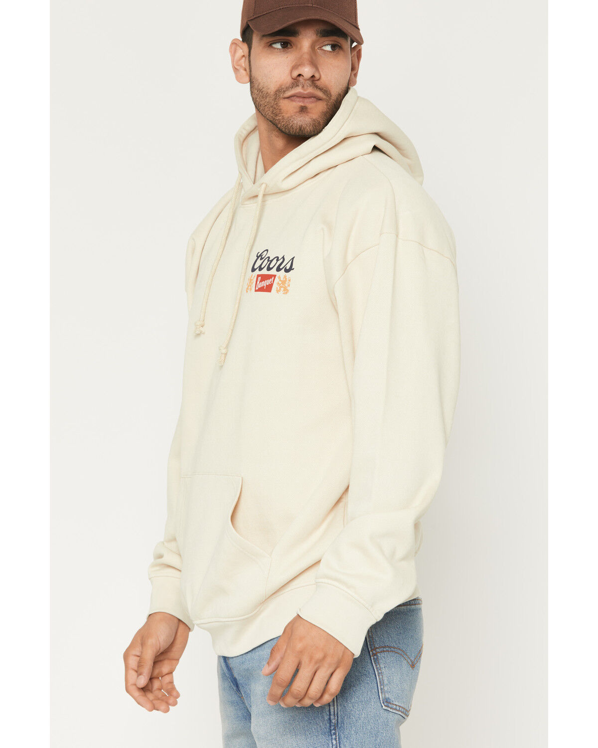 Image #3 - Coors Men's Coors Banquet Rodeo Steerhead Graphic Hooded Sweatshirt, Natural, hi-res
