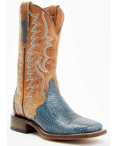 Dan Post Women's Boot Barn Exclusive Exotic Cobra Western Boots - Broad Square Toe , Blue, hi-res