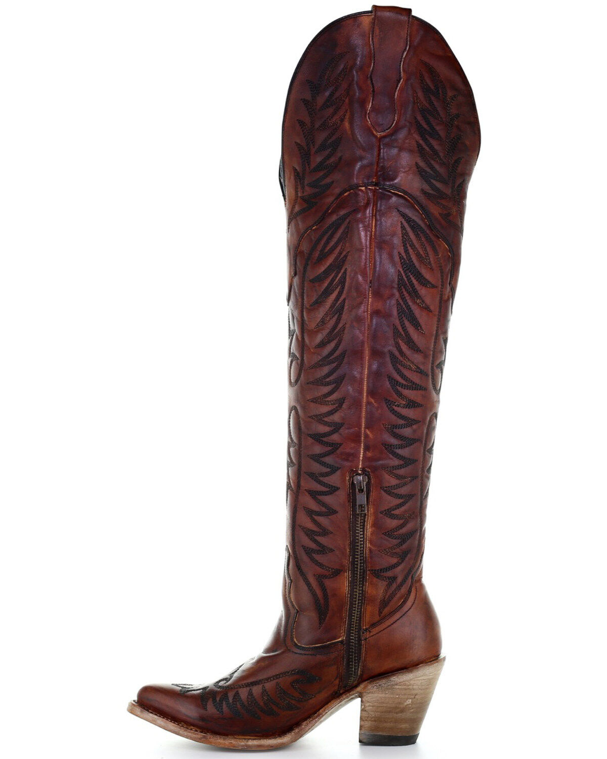 Image #3 - Corral Women's Leather Tall Western Boots - Round Toe, Cognac, hi-res