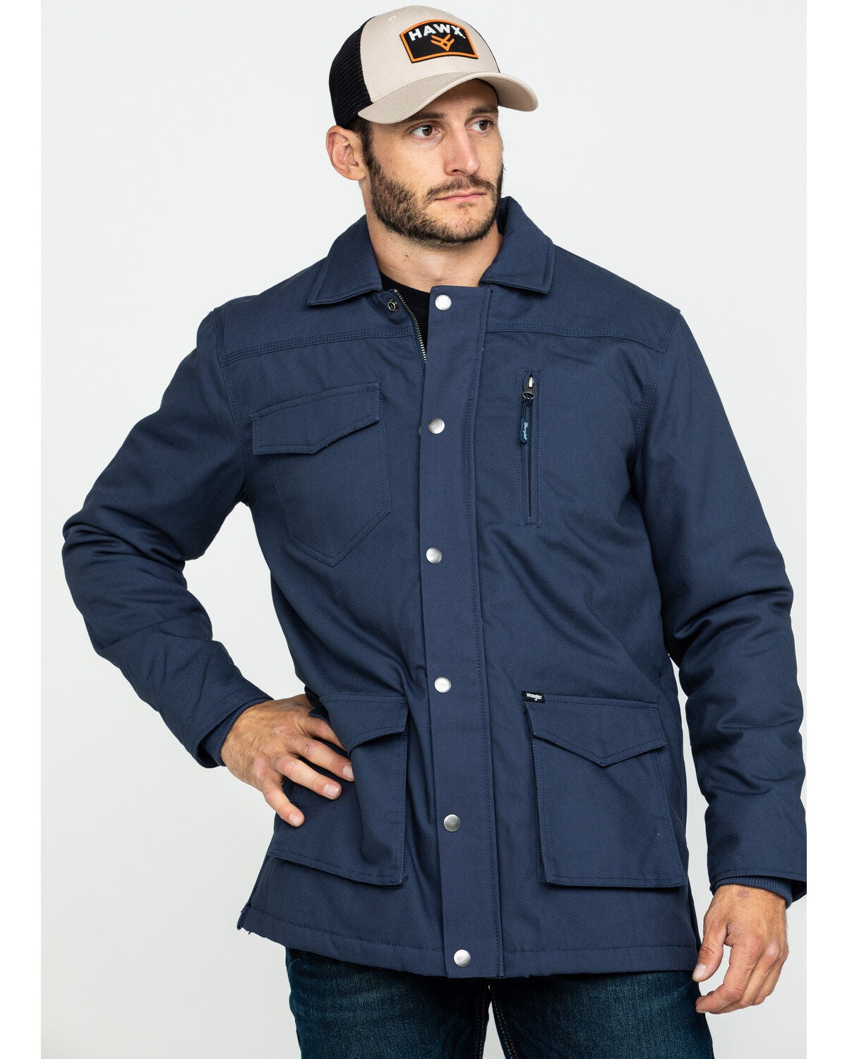 Wrangler Men's Ripstop Quilted Barn Coat, Navy, hi-res