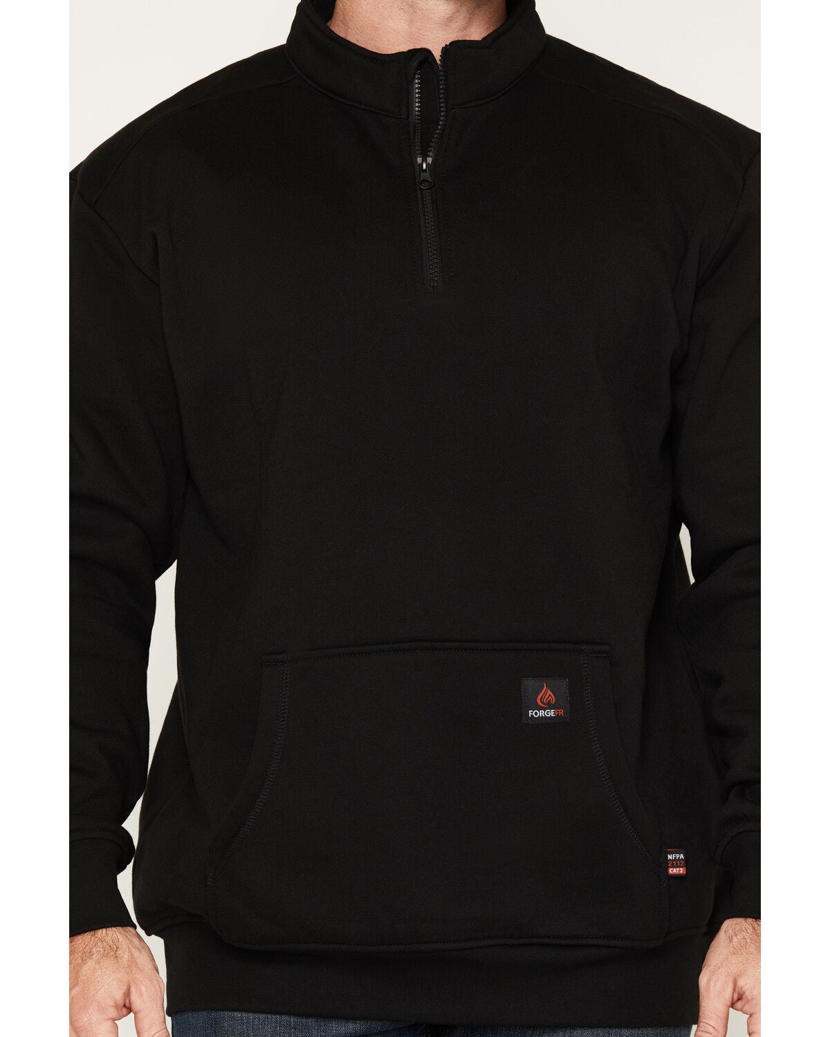 Image #3 - Forge Workwear Men's FR 1/4 Zip Work Pullover Sweater, Black, hi-res