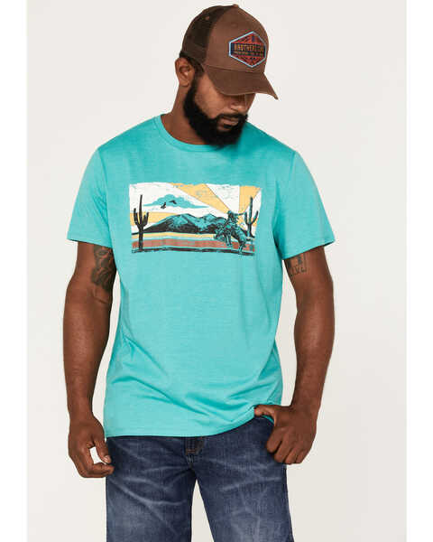 Rock & Roll Denim Men's Scenic Steer Head Graphic T-Shirt, Turquoise, hi-res