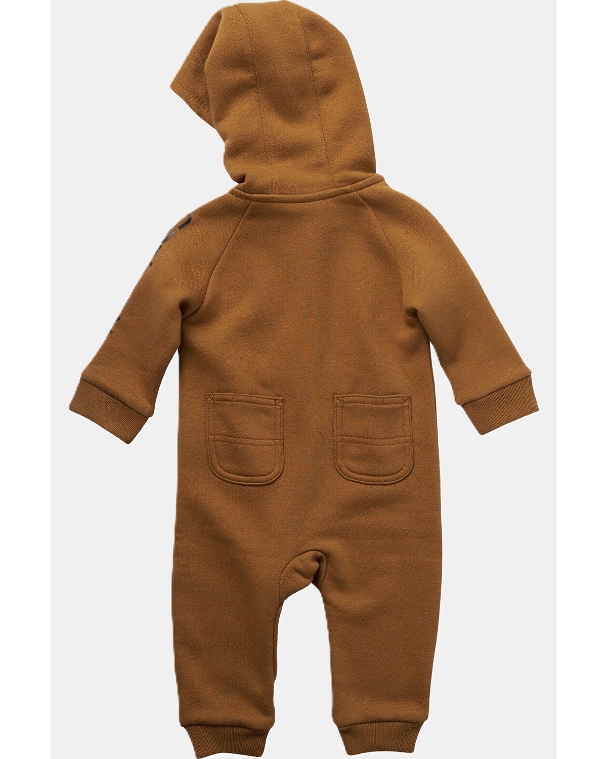 Image #2 - Carhartt Infant Boys' Long Sleeve Zip Front Hooded Fleece Coverall Onesie, Brown, hi-res