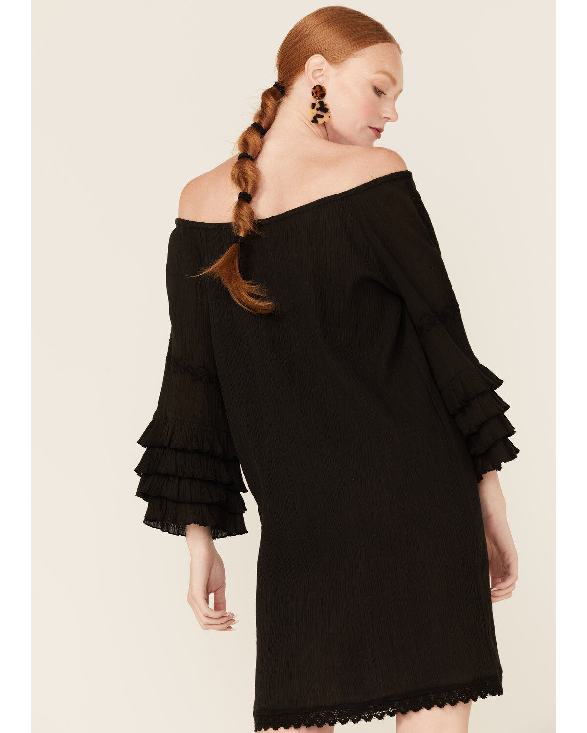 Image #4 - Roper Women's Ruffle Sleeve Mini Dress, Black, hi-res