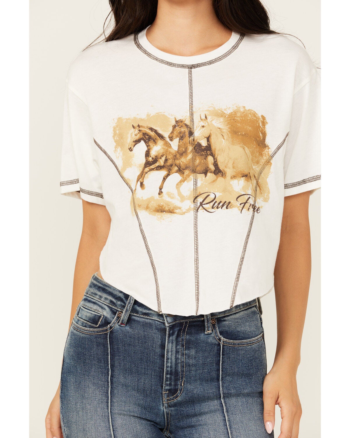Image #3 - Youth in Revolt Women's Running Horse Seamed Cropped Graphic Tee, , hi-res