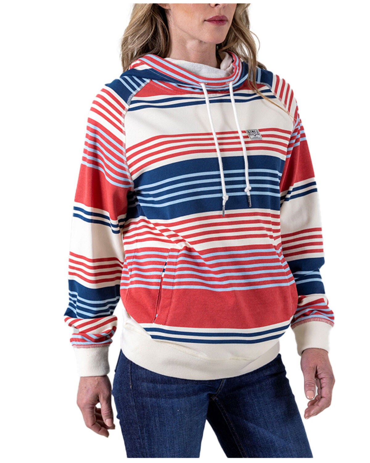 Kimes Ranch Women's Striped Hoodie, Navy, hi-res