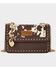 Image #1 - Wrangler X Boot Barn Women's Cow Print Shoulder Bag with Charm, Coffee, hi-res