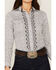 Panhandle Women's Digital Bandana Print Pearl Snap Western Shirt, White, hi-res