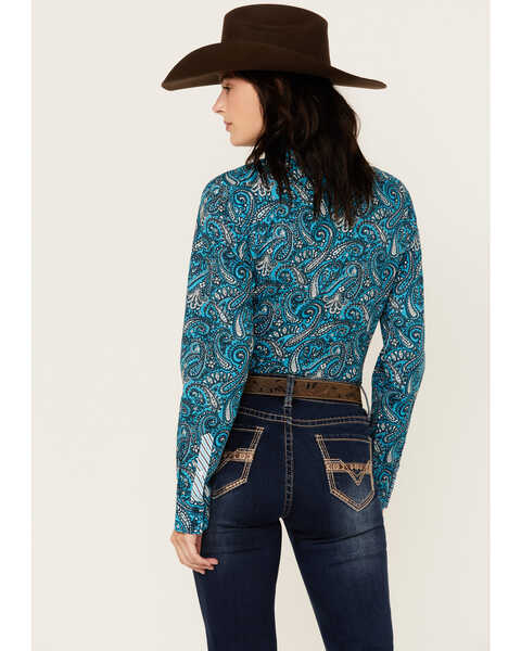 Image #4 - Cinch Women's Paisley Print Long Sleeve Button-Down Western Core Shirt , Blue, hi-res