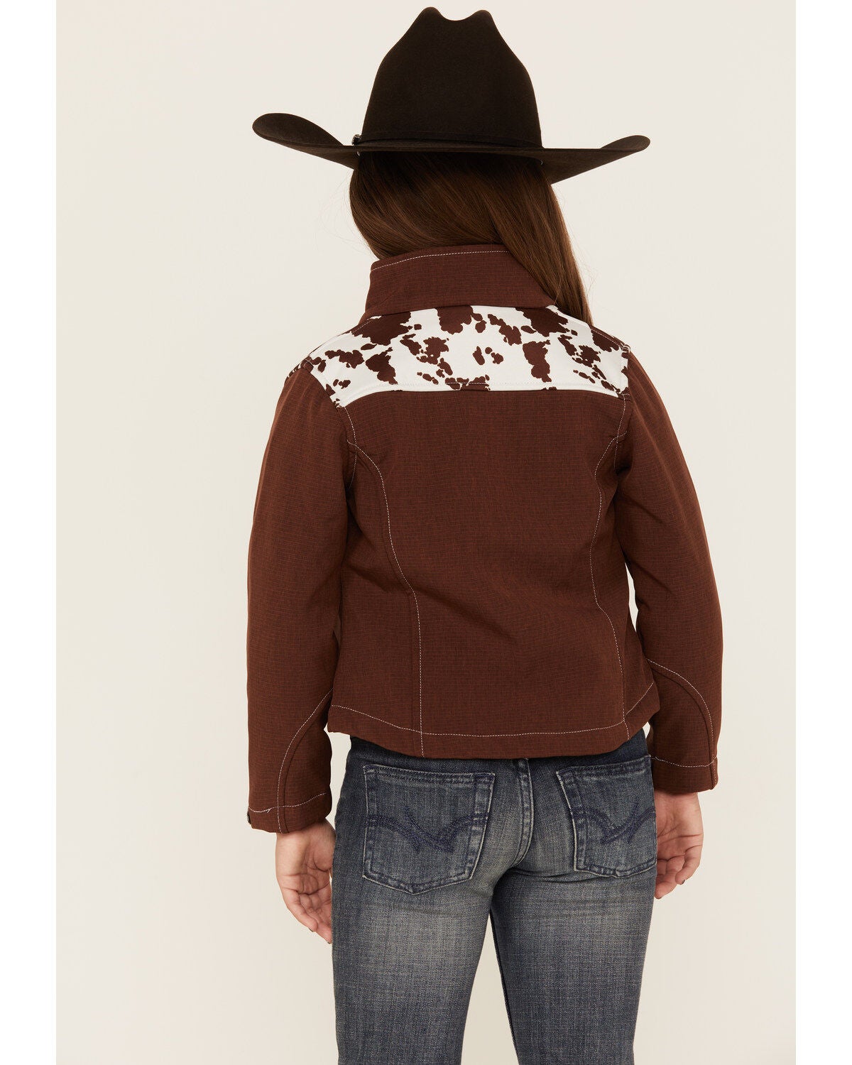 Image #4 - Cowgirl Hardware Girls' Cow Print Yoke Poly Shell Jacket, , hi-res