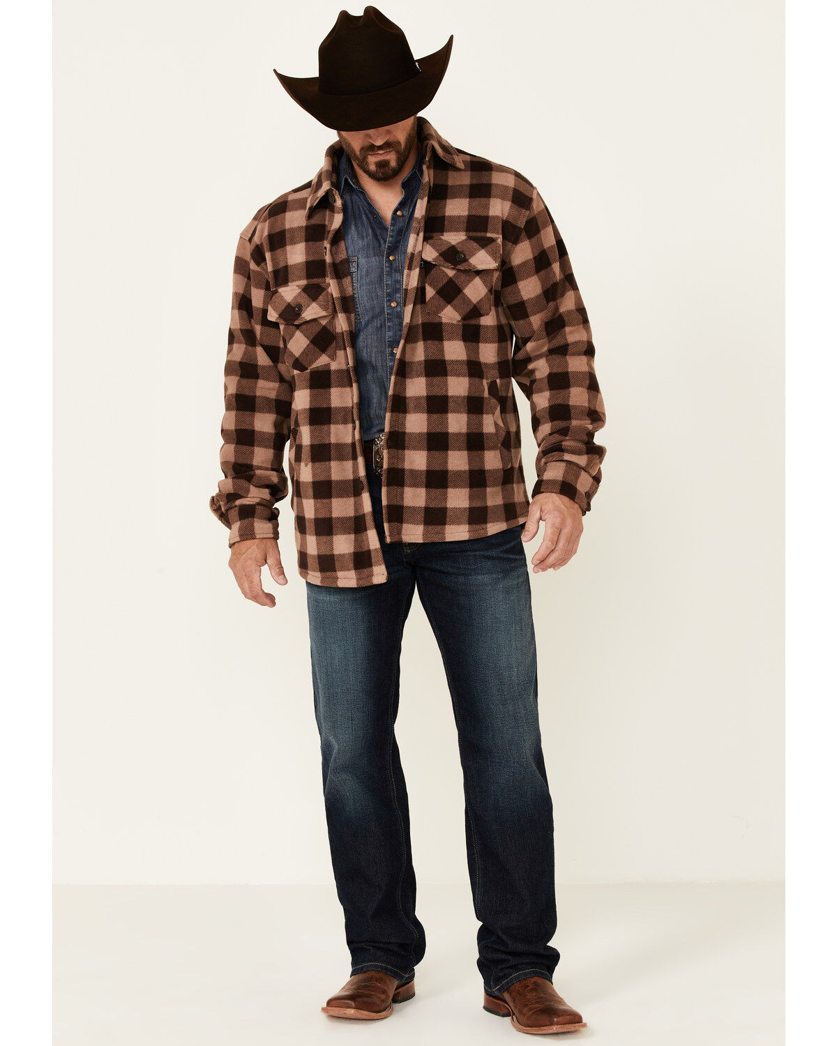 Image #2 - Outback Trading Co Men's Plaid Long Sleeve Button-Down Western Flannel Shirt, Lt Brown, hi-res