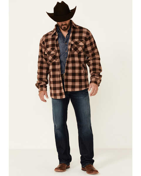 Image #2 - Outback Trading Co Men's Plaid Long Sleeve Button-Down Western Flannel Shirt , Lt Brown, hi-res