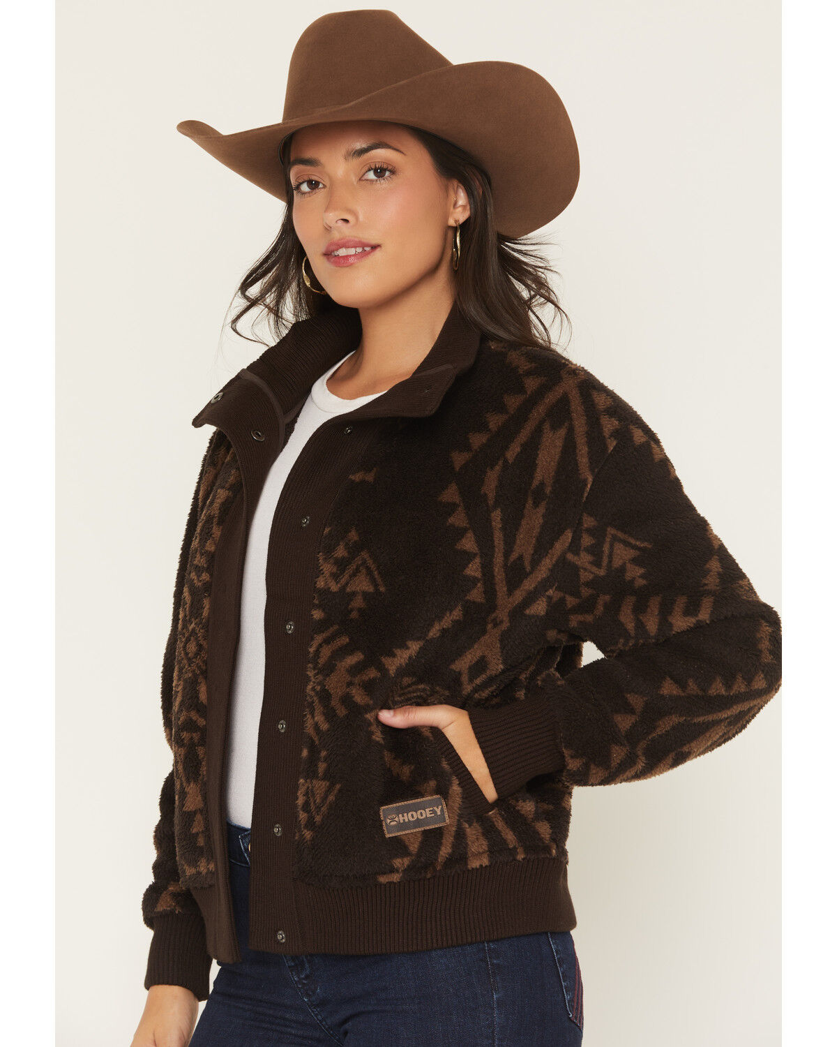 Product Name:  Hooey Women's Southwestern Print Sherpa Lined Snap Sweater