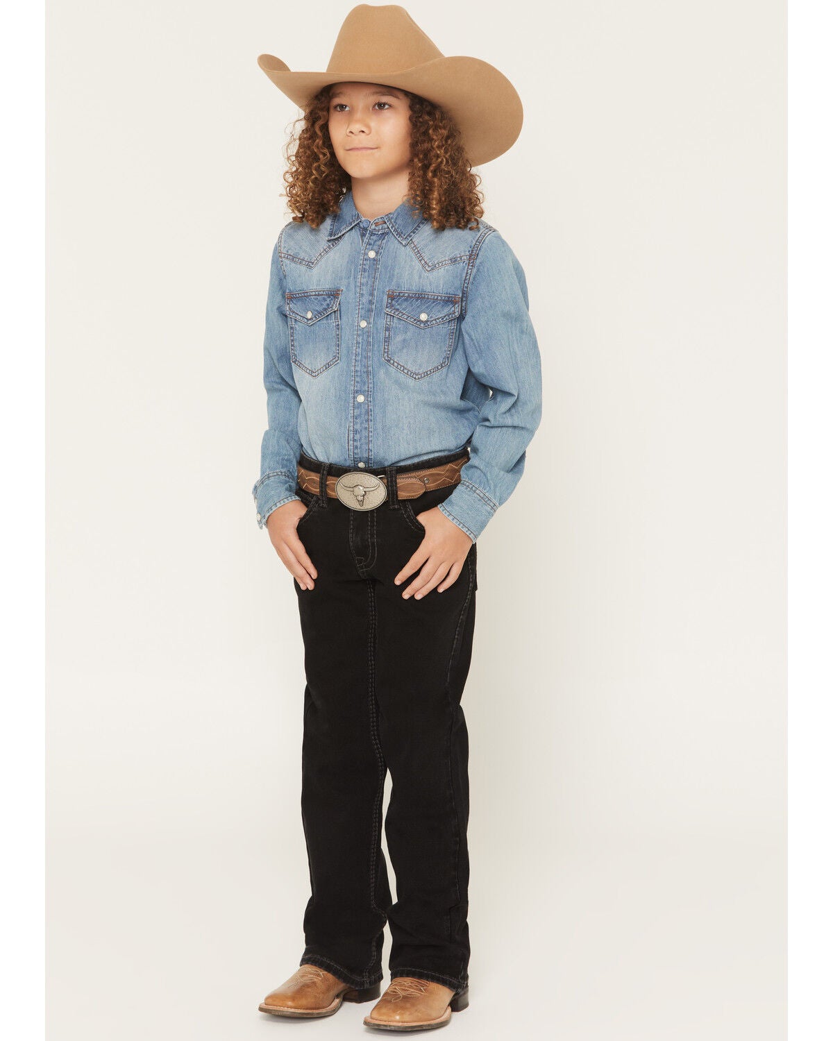 Rock & Roll Denim Boys' Bootcut Stretch Denim Jeans, Black, hi-res