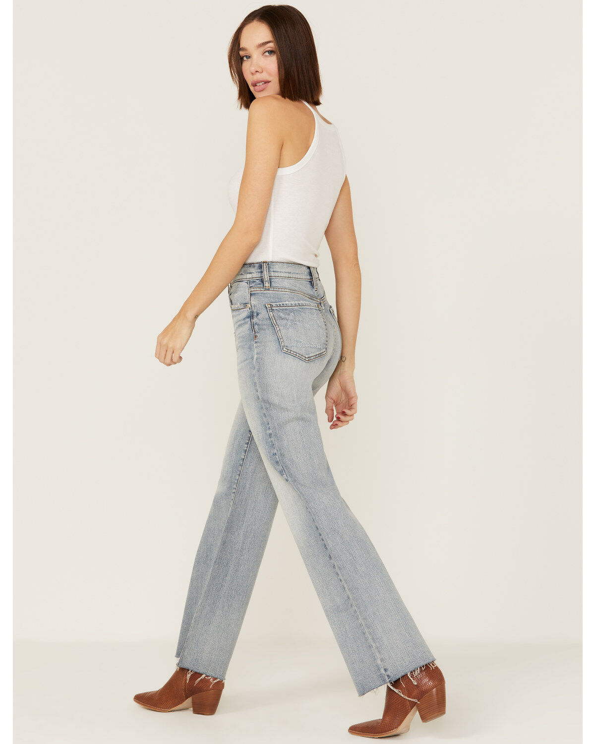 Image #3 - Daze Women's Far Out High Rise Wide Leg Jeans, Light Blue, hi-res