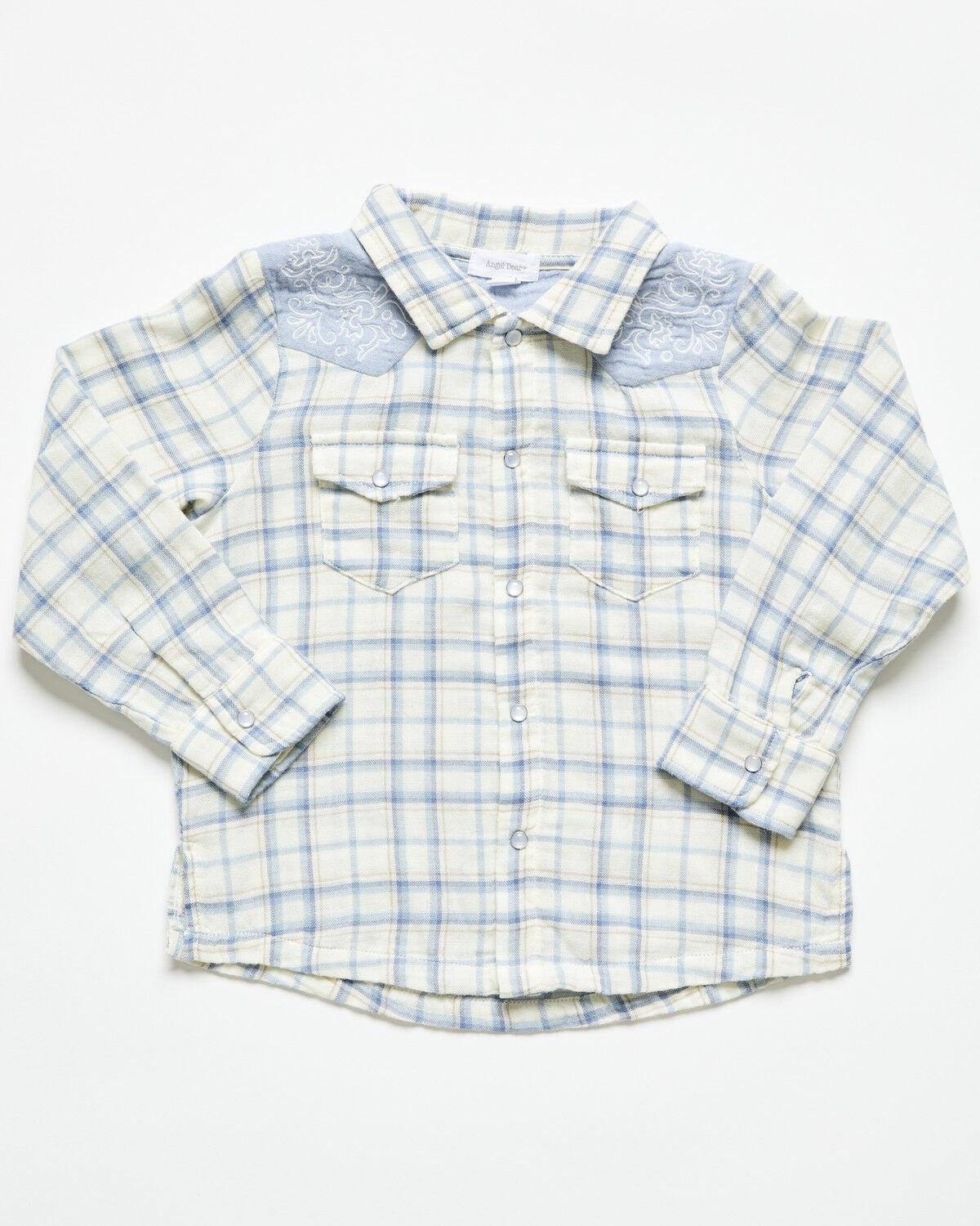 Angel Dear Toddler Boys' Plaid Print Long Sleeve Pearl Snap Western Shirt, Blue, hi-res
