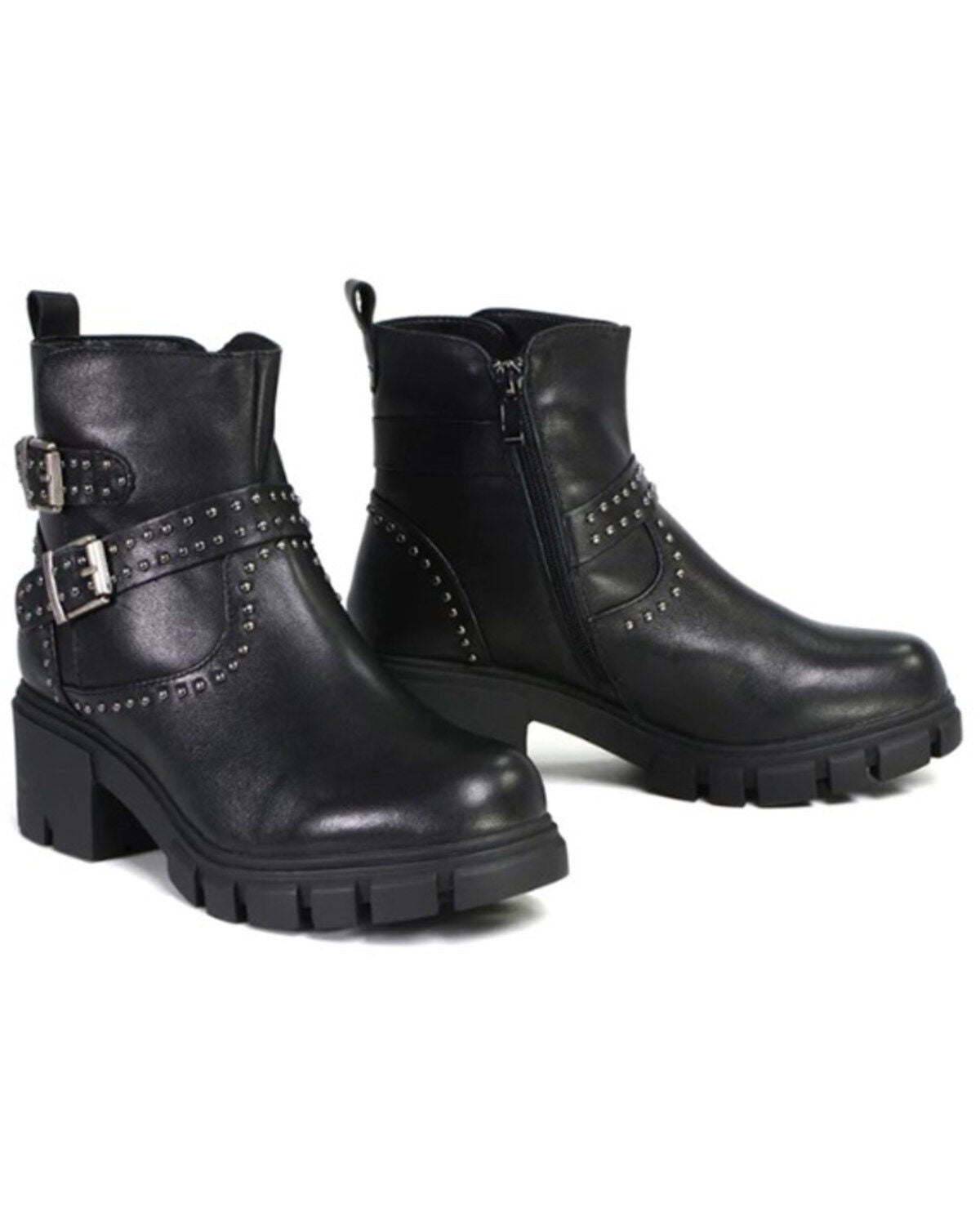 Milwaukee Leather Women's Siren Leather Studded Boots - Round Toe, Black, hi-res