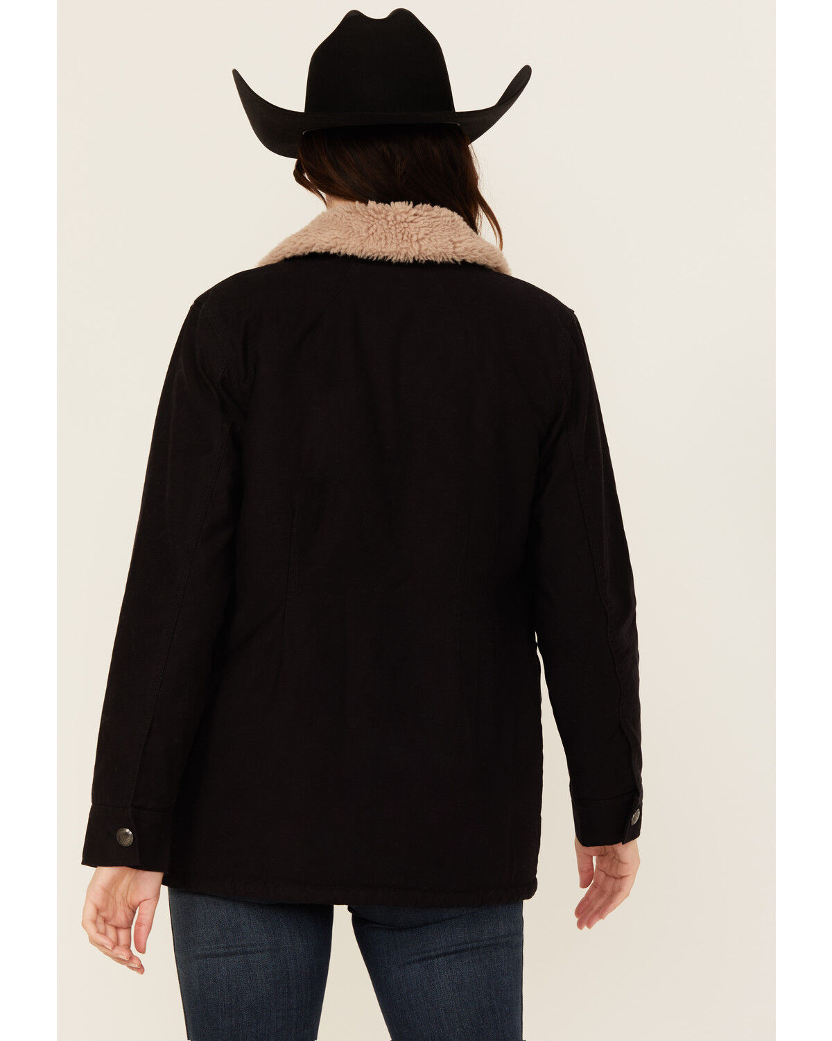 Image #4 - Shyanne Women's Canvas Sherpa Lined Button-Down Jacket, Black, hi-res