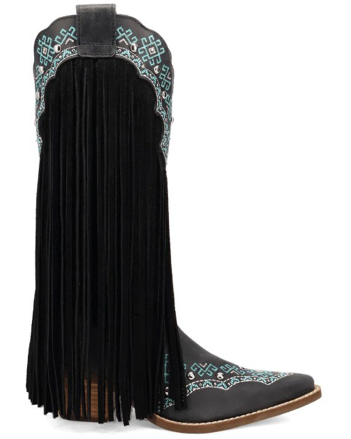 Image #2 - Dingo Women's Tequila Sunrise Fringe Western Boots - Snip Toe, Black, hi-res