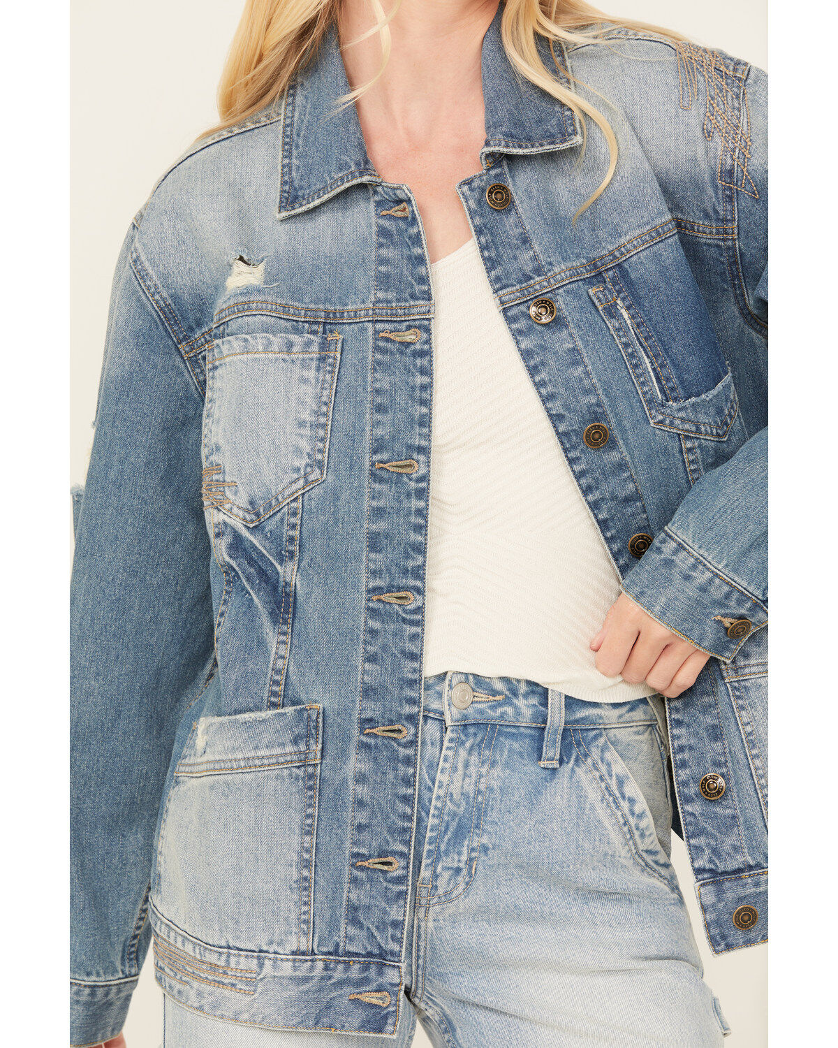Image #3 - Cleo + Wolf Women's Medium Wash Denim Jacket, Medium Wash, hi-res