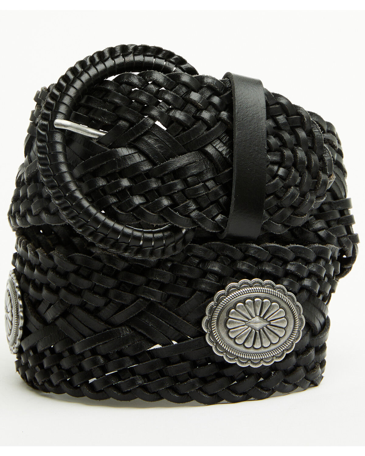 Image #1 - Shyanne Women's Wide Braided Concho Belt, Black, hi-res