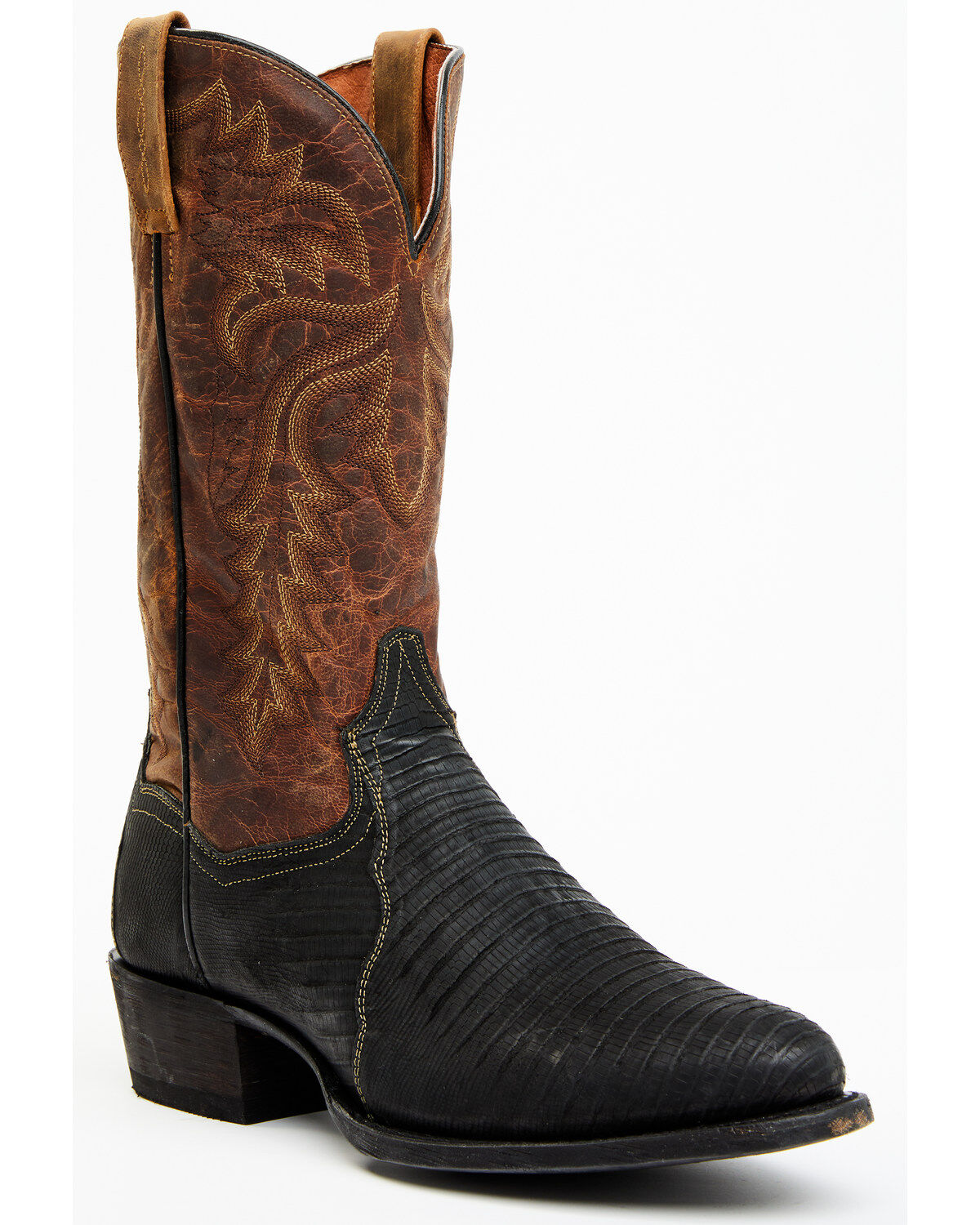 Image #1 - Dan Post Men's Winston Exotic Teju Lizard Western Boots - Round Toe, Black, hi-res