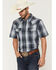 Image #1 - Cody James Men's Weed Wacker Plaid Print Short Sleeve Snap Western Shirt - Big, Blue, hi-res