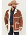 Image #1 - Wrangler Men's Faux Suede Sherpa Lined Button Down Jacket, Camel, hi-res